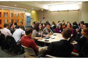 Mentors and mentees meet in the Mary Graydon Building.